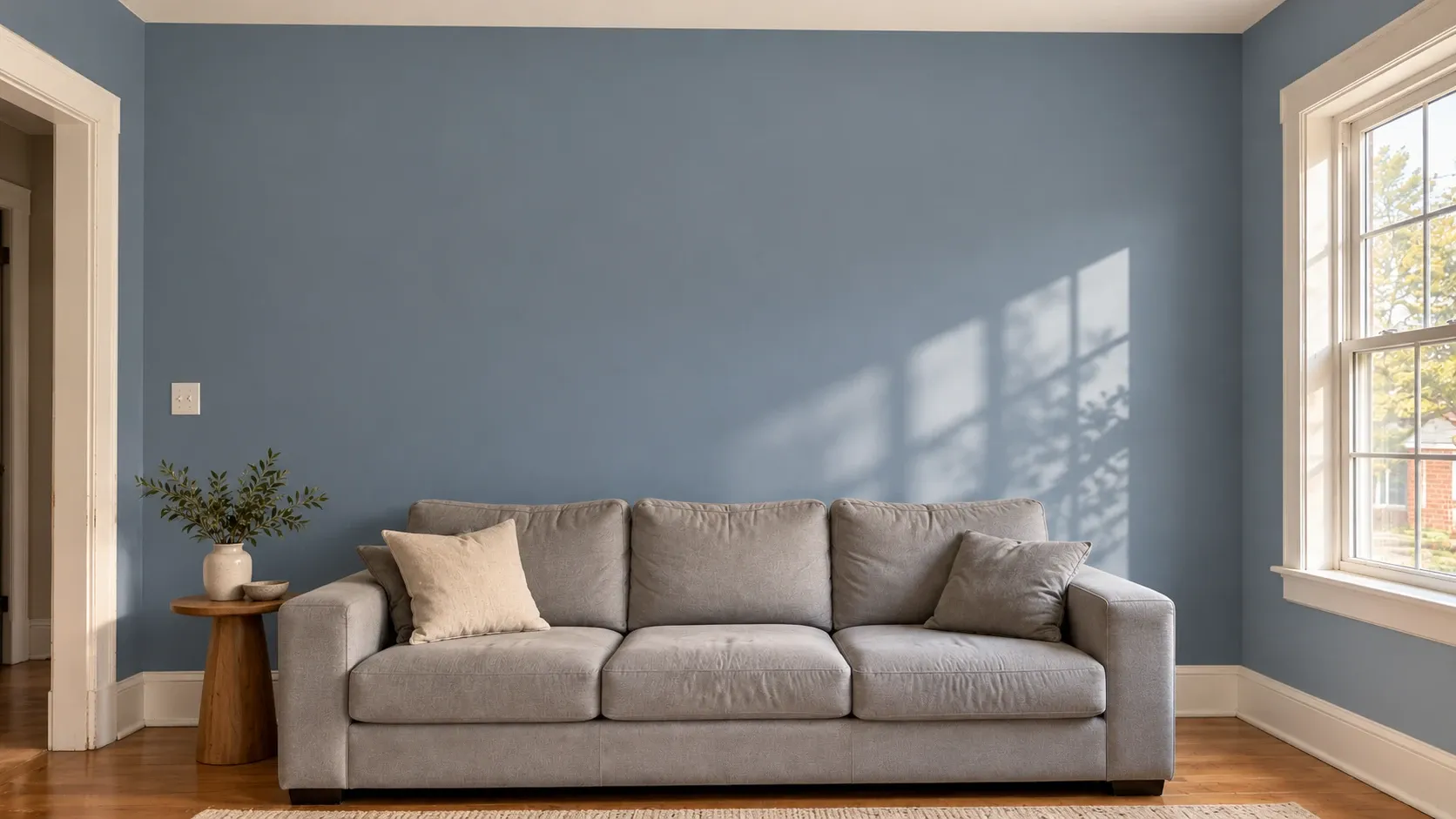 Demonstration: the same wall after painting in deep green with crisp white trim